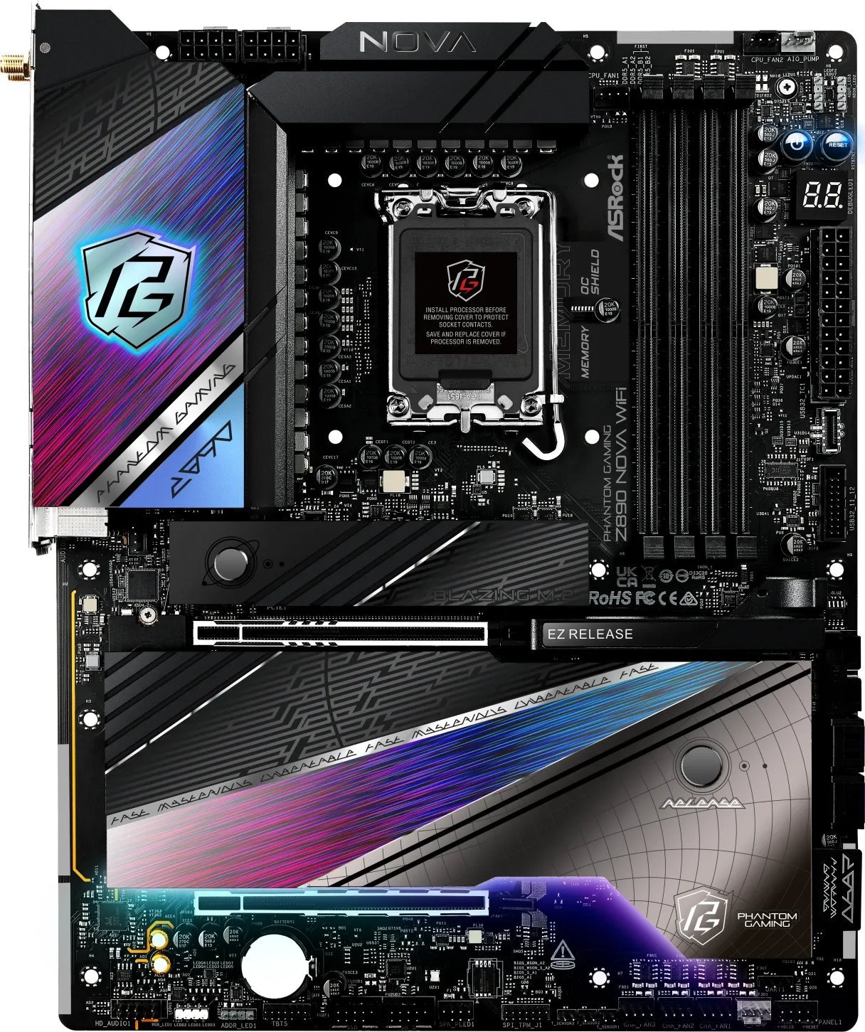 Motherboard Asrock Phantom Gaming Z890 Nova WiFi, Intel LGA1851, DDR5, ATX