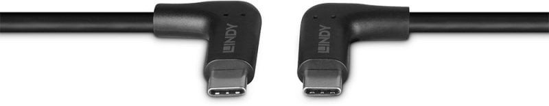Kabllo USB LINDY 3.2 Type C, 0.5m, 2 konektorë 90°, e zezë