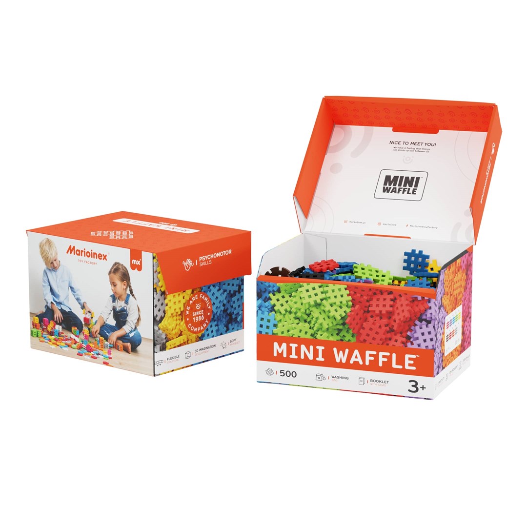 Lodër konstruktore Marioinex 902141 Mini Waffle, set 500 copë, shumëngjyrëshe
