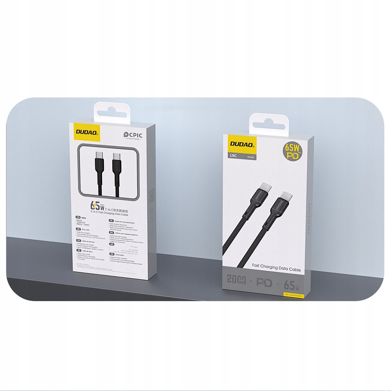 Kabllo USB C Dudao L9C, USB C në USB C, 65W, 2m, e zezë