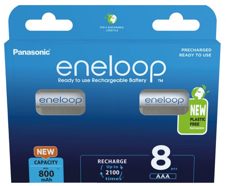 Bateri të rikarikueshme Panasonic Eneloop AAA, 800mAh, set 8 copë