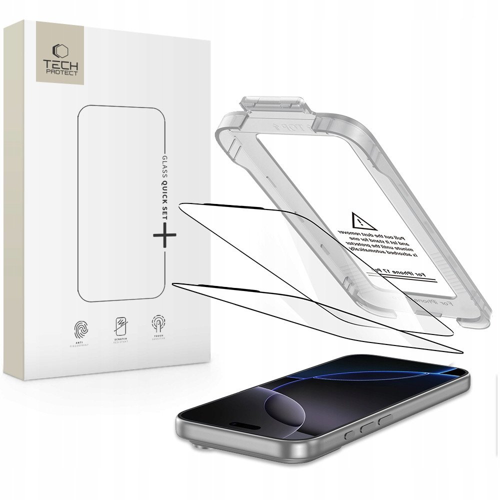 Xham mbrojtës Tech-Protect Quick Set+ për iPhone 17 Pro, 2 copë, i zi