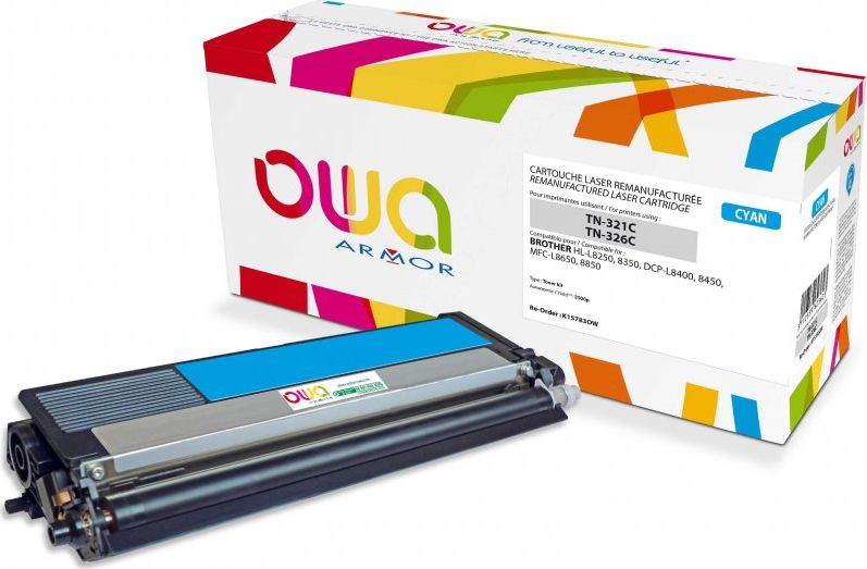 Kartush toneri Armor OWA Cyan, alternativë për Brother TN321C TN326C, 3500 faqe, blu