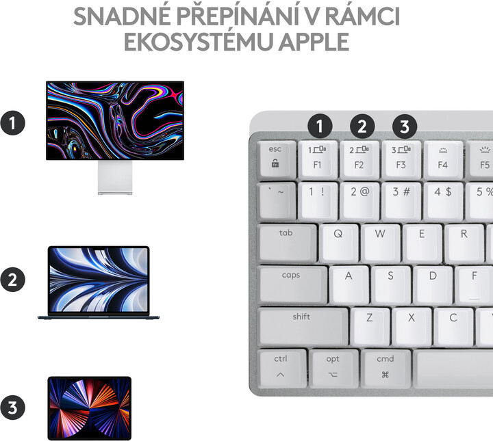 Tatierë Logitech MX Mechanical Mini për Mac, gri e çelët