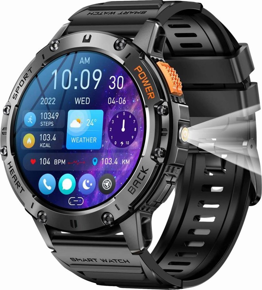 Smartwatch Gravity GT22 1, monitorim aktiviteti, njoftime telefoni, i zi
