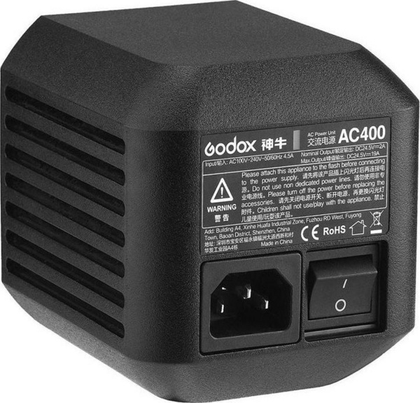 Adapter AC Godox AC400 për AD400 Pro, 100 240V, i zi