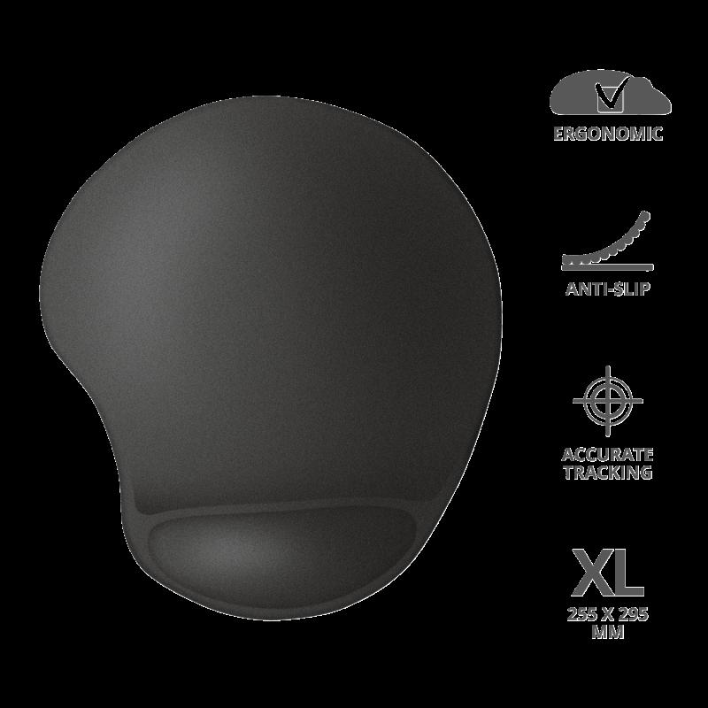 Mousepad Trust BigFoot XL 23728, ergonomik, me mbështetëse xheli, i zi
