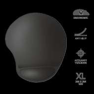 Mousepad Trust BigFoot XL 23728, ergonomik, me mbështetëse xheli, i zi