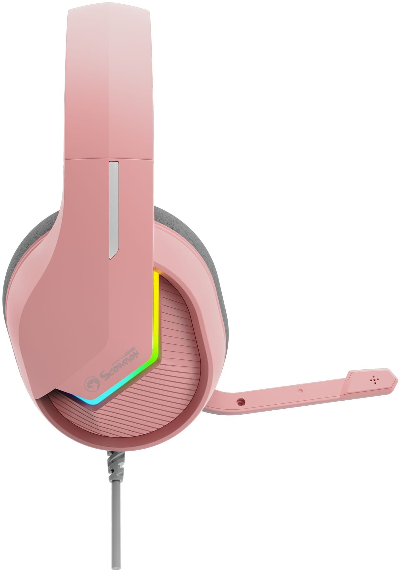 Kufje gaming Marvo TACTIC 40, me mikrofon, USB, me ndriçim, rozë