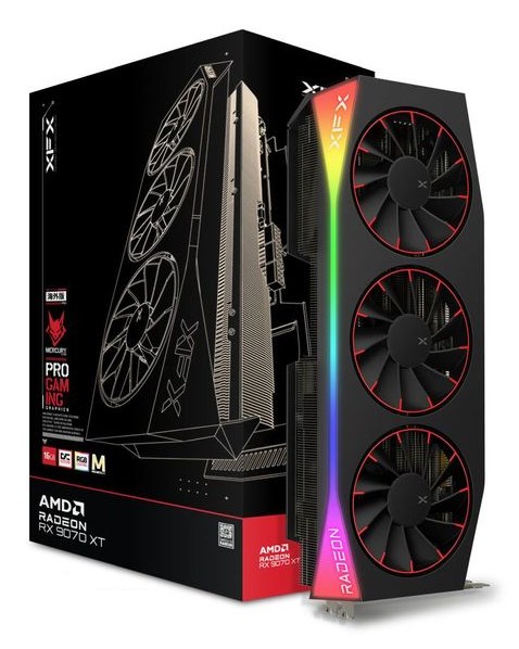 Kartë grafike XFX Mercury AMD Radeon RX 9070XT OC, 16GB GDDR6, PCI Express 5.0, e zezë