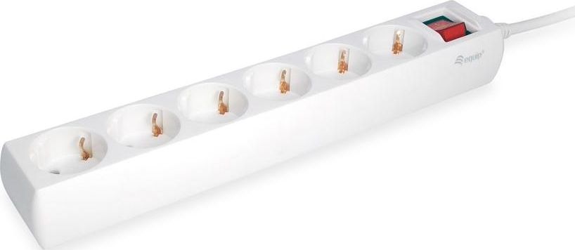 Kabllo e bardhë vazhduese Equip me 6 priza, 1.5m