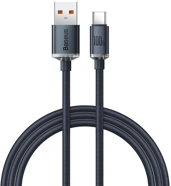 Kabllo karikimi / të dhënash Baseus Crystal Shine Series USB-A - USB-C, 100W, 1.2m, e zezë