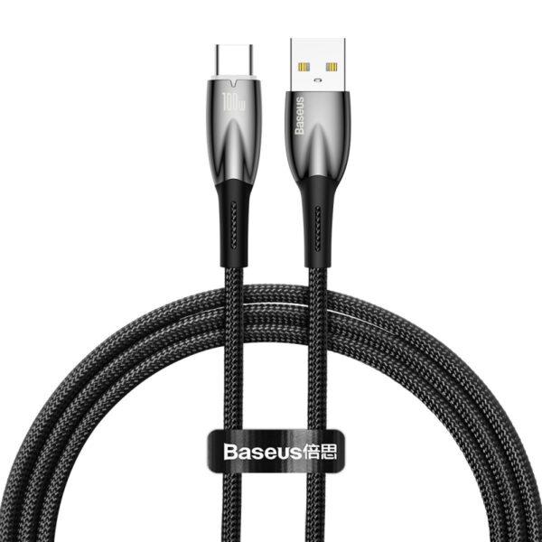 Kabllo Baseus Glimmer, USB në USB C, 100W, 1m, e zezë