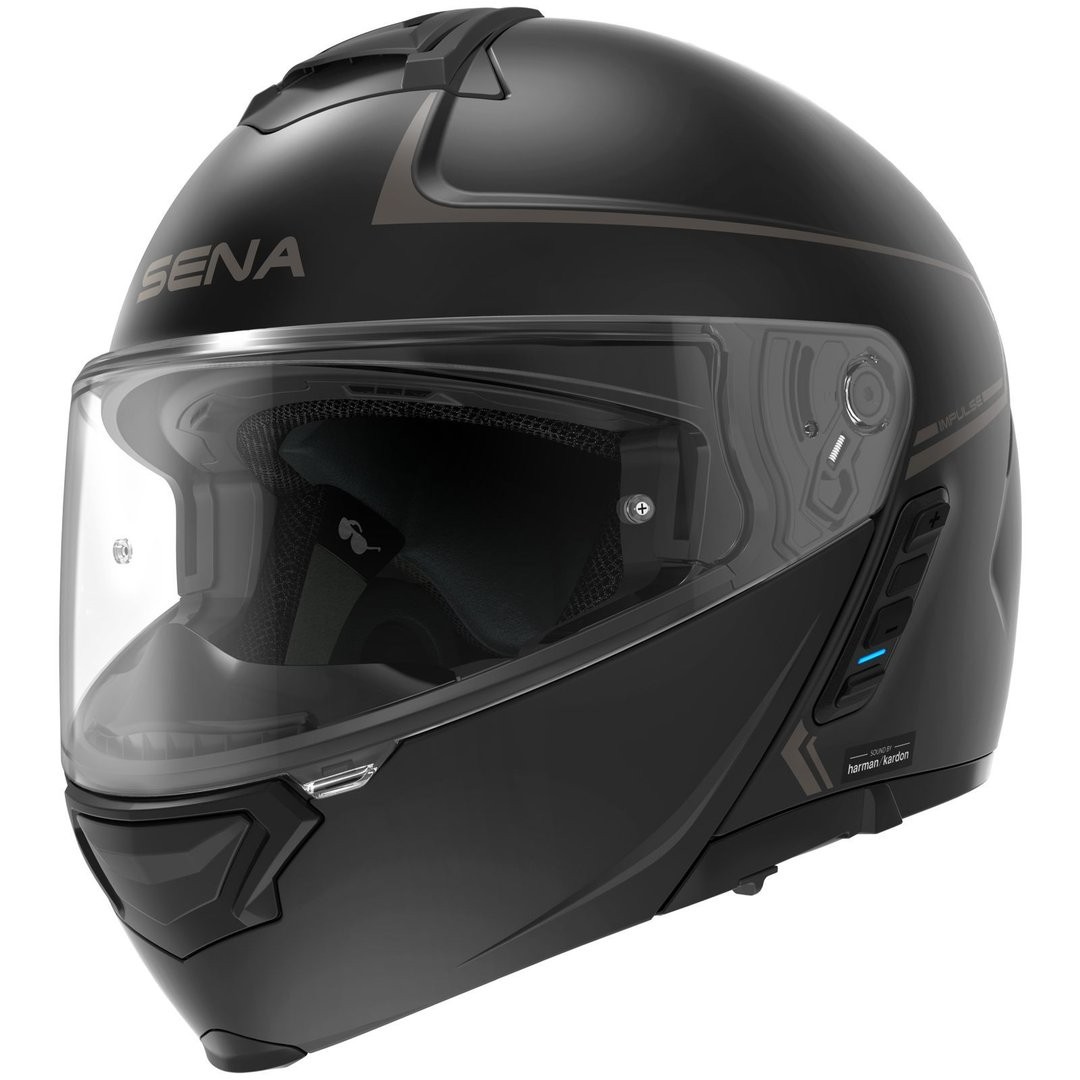 Helmeta motoçiklete Sena Impulse Flip Up, Mesh Intercom Bluetooth, madhësia L, e zezë mat