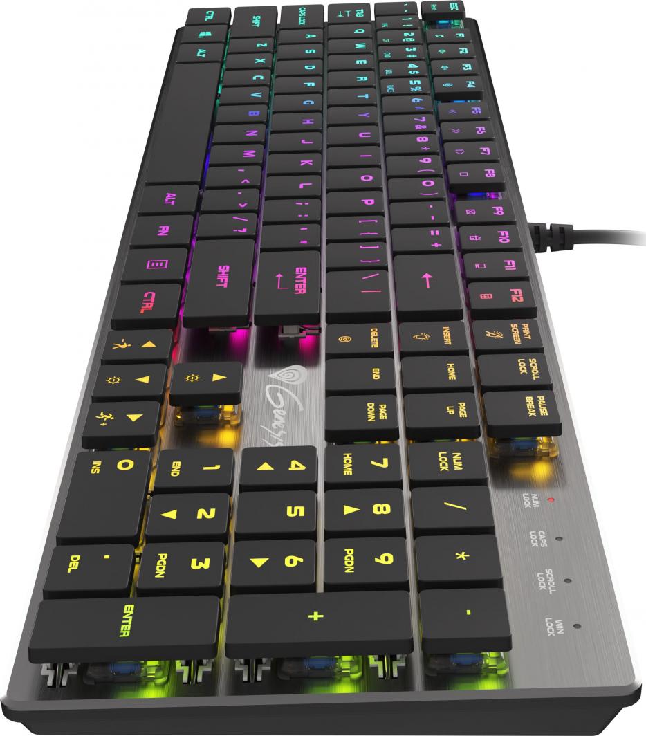 Tastierë Genesis Thor 420 RGB Slim, US, e argjendtë