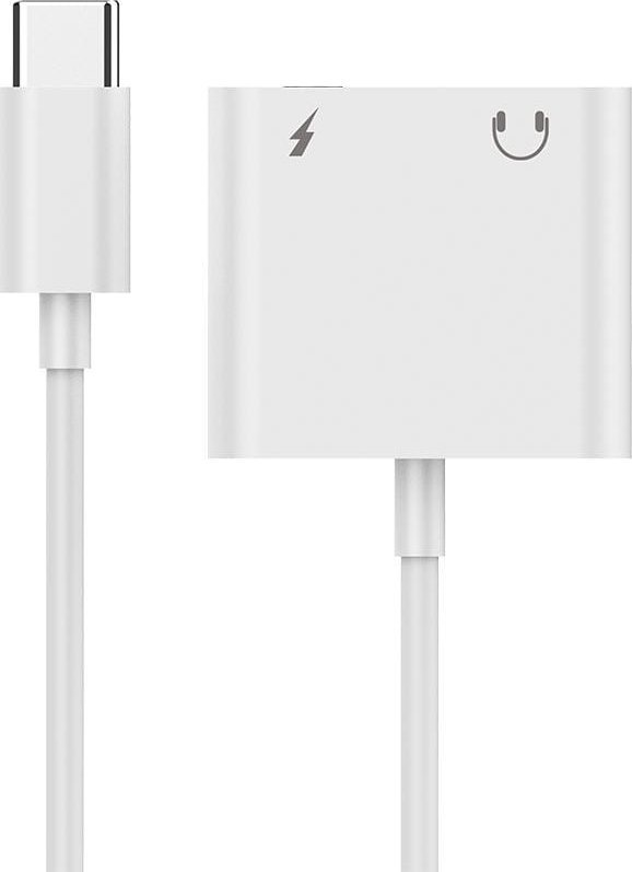 Adapter audio Gembird, mini jack 3.5mm dhe USB C në USB C, i bardhë
