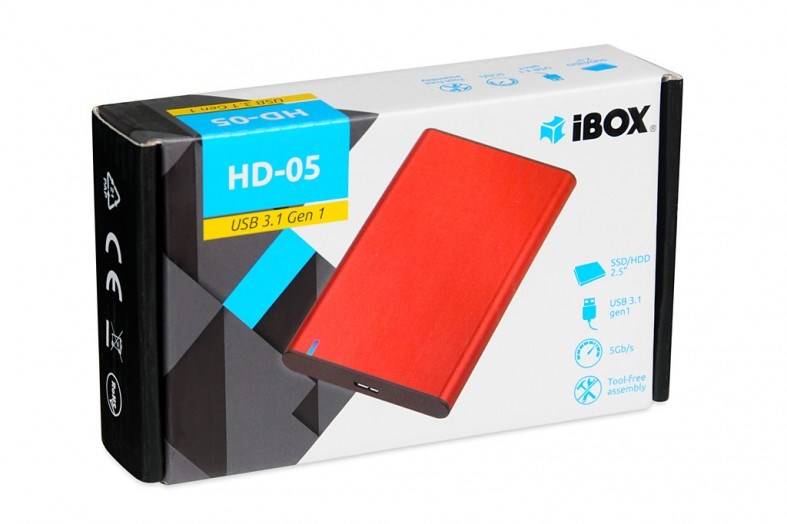 Kuti eksterni për disk 2.5" iBOX HD-05, SATA në USB 3.2 Gen 1, deri 10TB, e zezë