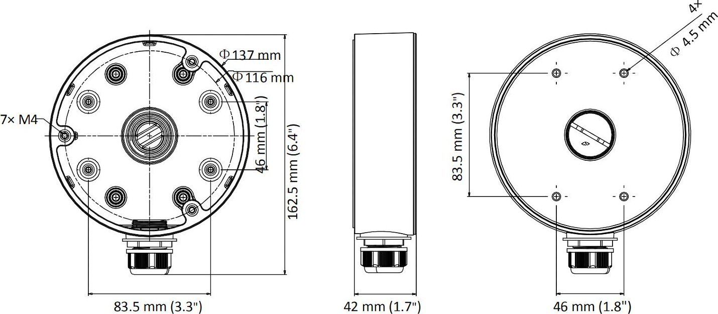 Mbajtëse tavani për kamera dome Hikvision DS-1280ZJ-DM21, aliazh alumini, e zezë