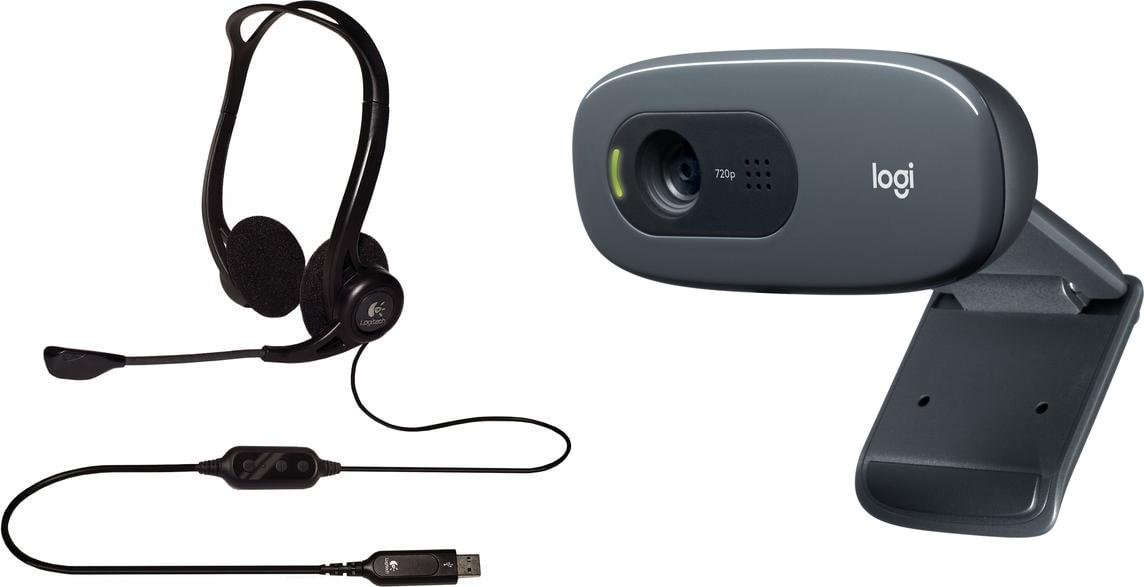 Set kufje dhe kamera Logitech PC960 + C270, USB, 720p HD, i zi