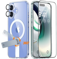 Set mbrojtës TORRAS Pstand Spin 3 in 1, për iPhone 16 Pro Max, transparentshëm