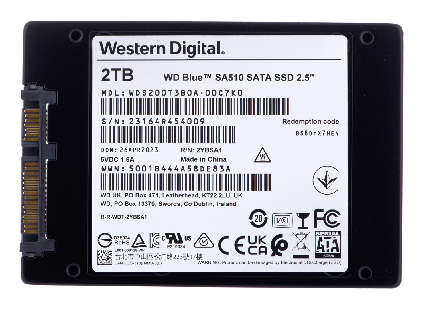 Disk SSD Western Digital WD Blue SA510, 2TB, 2.5", SATA