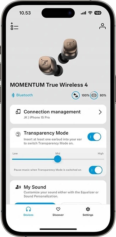 Kufje in ear Sennheiser Momentum True Wireless 4, Bluetooth, ANC, bardh e argjendtë