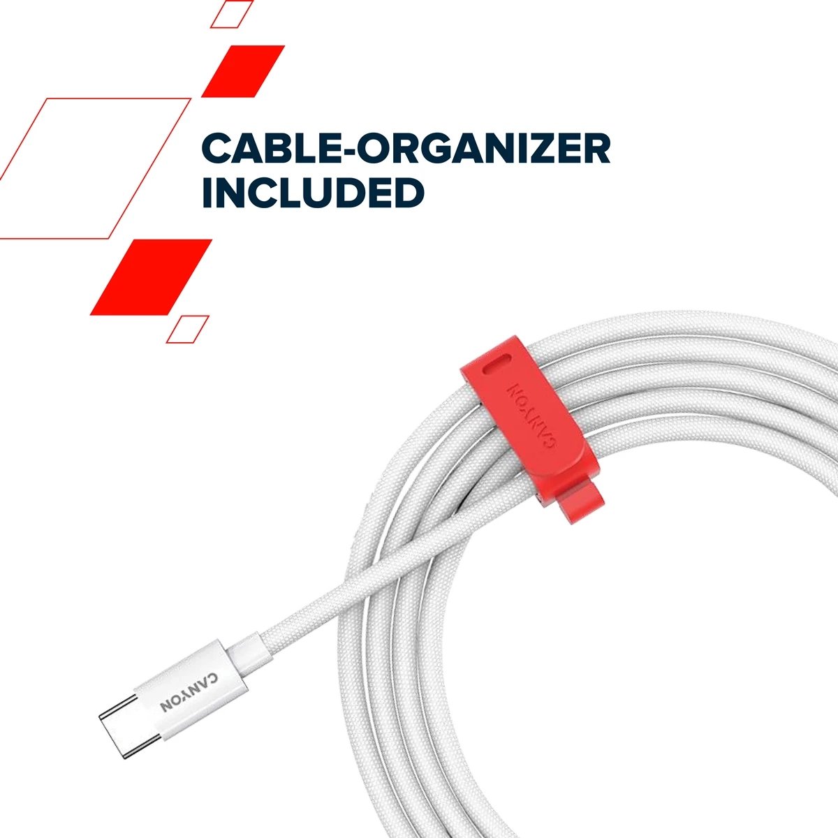 Kabull USB C Fonua Canyon CND-CC60AB20W, 60W, 2m, i bardhë