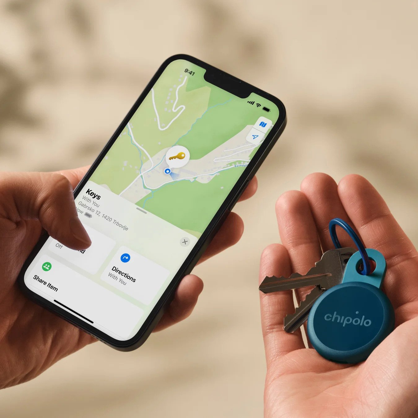 GPS пронаоѓач Chipolo LOOP, Apple и Google Find My, полнлив, сина
