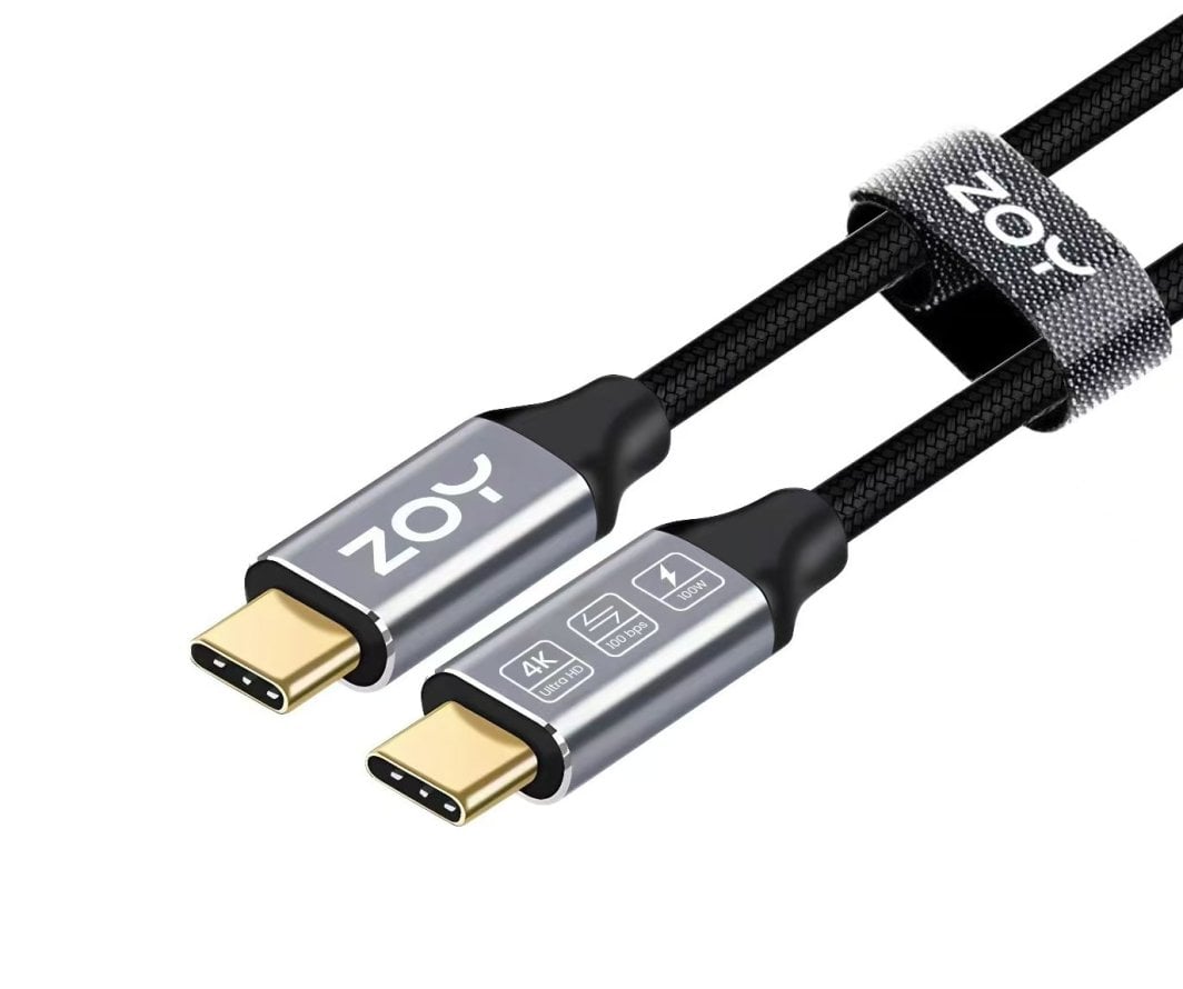 Kabllo ZOY USB C, 2m, e zezë / argjendtë