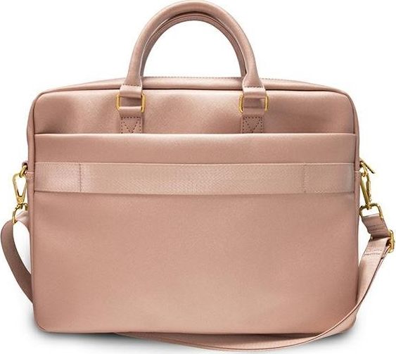 Çantë laptopi GUESS Saffiano Vintage Script GUCB15PUSASPI, 15–16", material Saffiano, rozë
