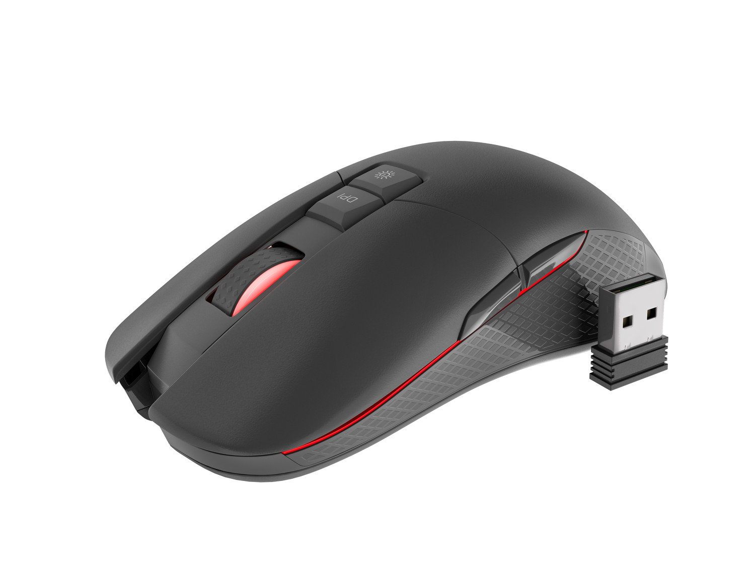 Maus gaming wireless Genesis Zircon 330, 3600 DPI, bateri e rikarikueshme, i zi e kuq