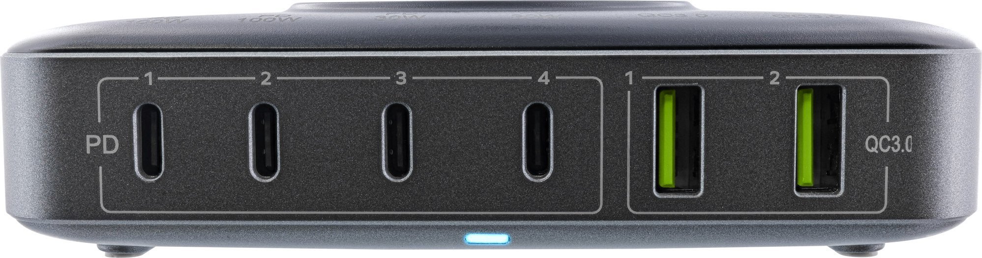 Stacion karikues InLine Qi Powerstation, 100W, 4x USB C 2x USB A, wireless 15W, i zi