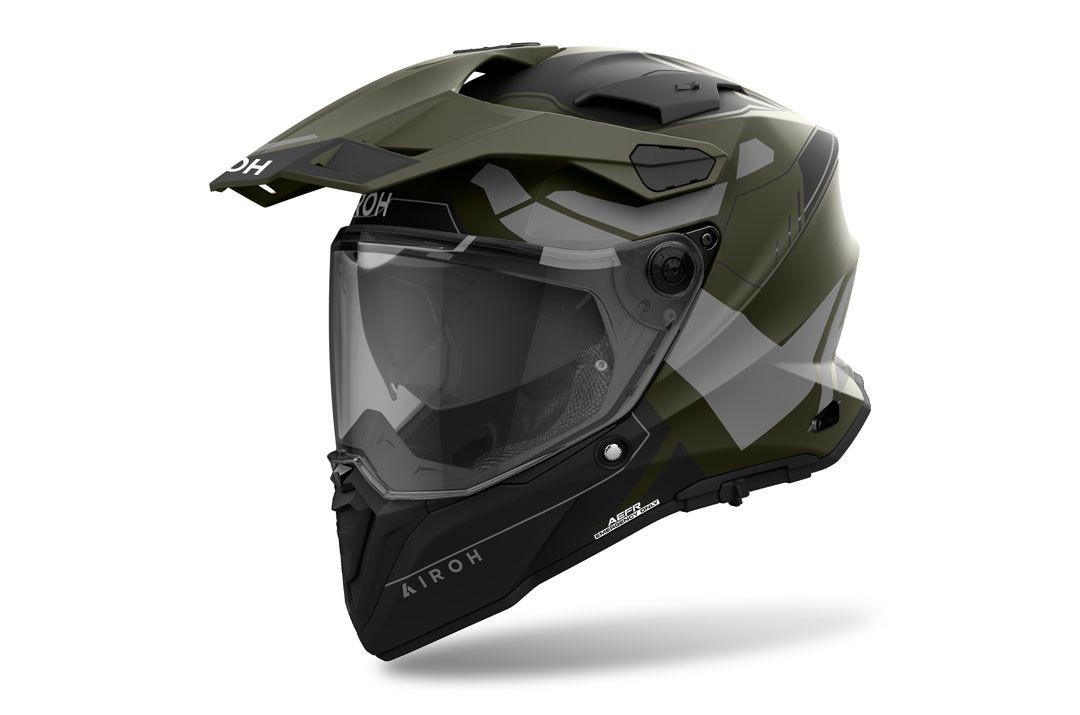 Helmetë integrale Airoh Commander 2 Reveal, ventilim i avancuar, jeshile ushtarake mat