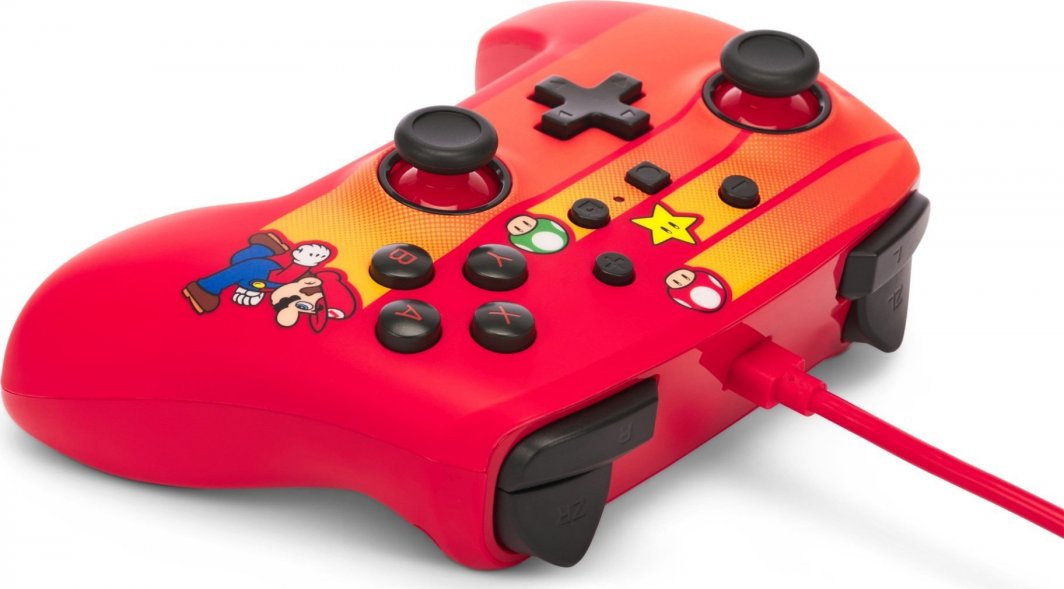 Kontroller PowerA Enhanced Speedster Mario, me kabllo, i kuq
