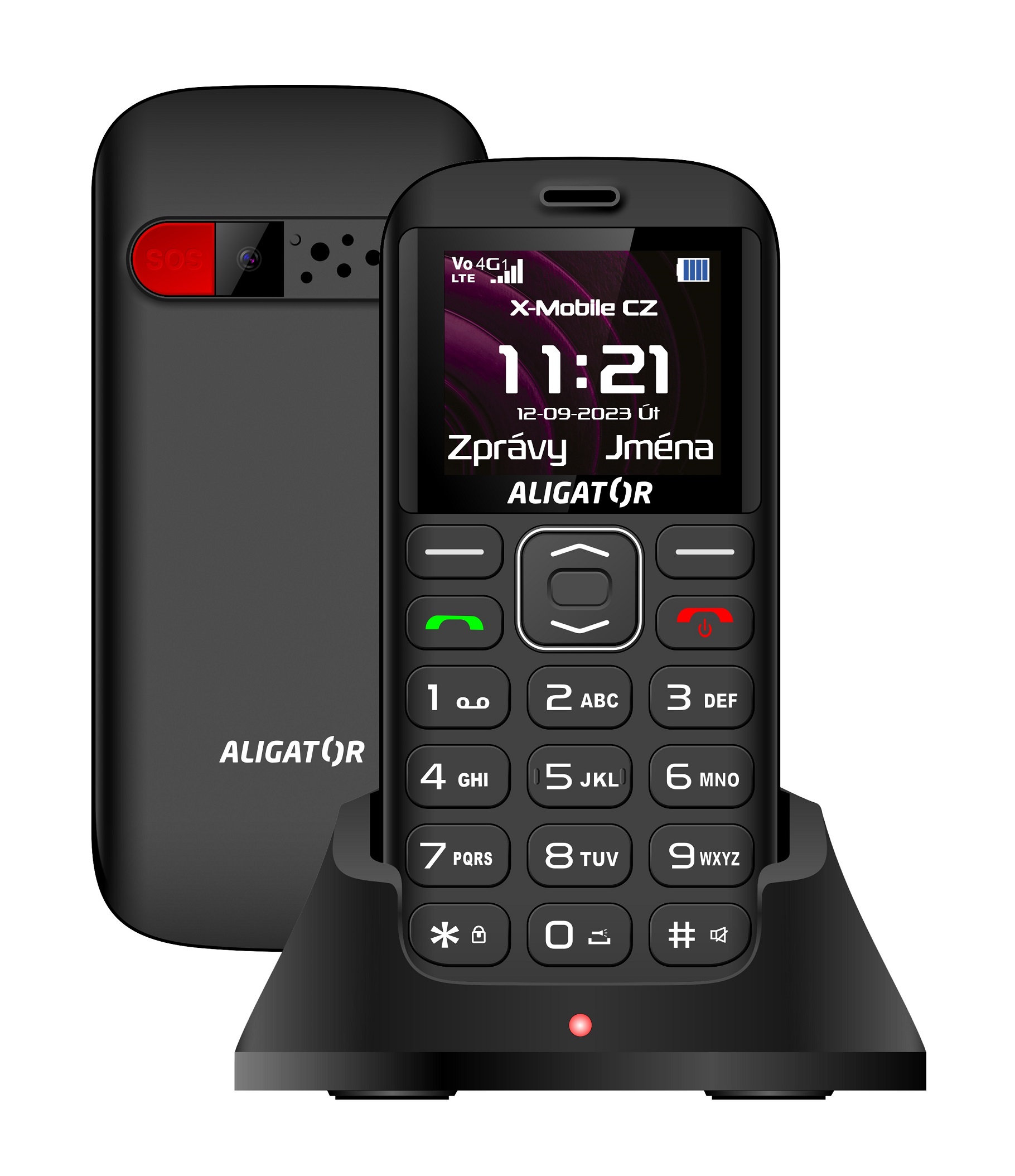 Telefoni Aligator A720, 4G, me bazë karikimi, i zi