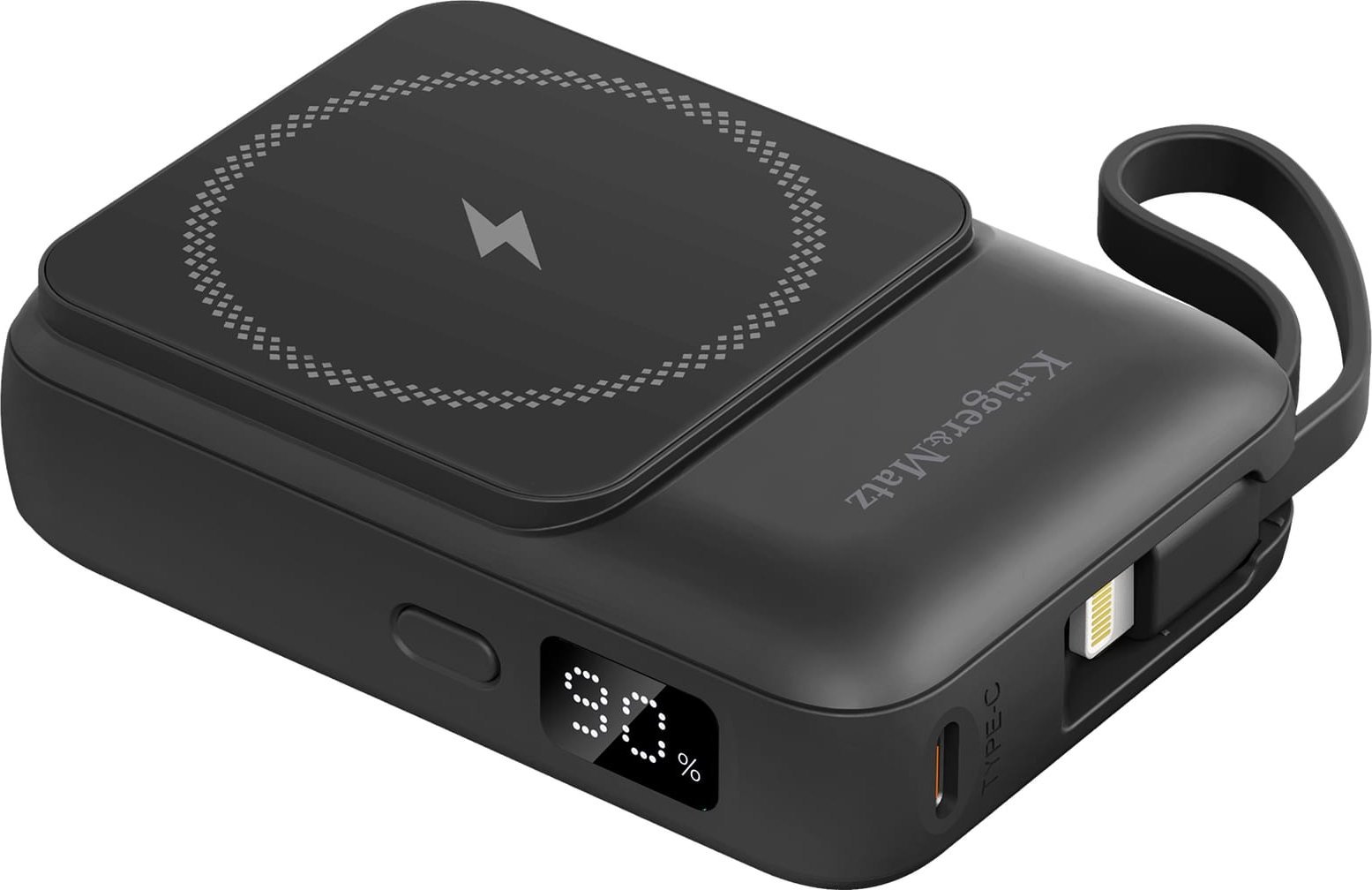 Power bank USB-C 10000mAh, karikim me induksion, i zi