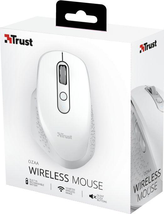 Maus Trust Ozaa, wireless, USB, i bardhë