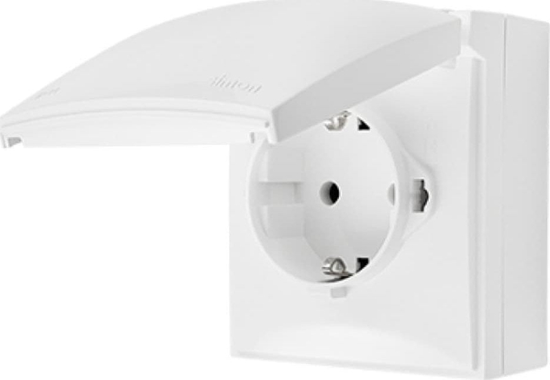 Prizë sipërfaqësore KONTAKT SIMON Aquaclick ACGSZ1C/11, Schuko, IP44, e bardhë