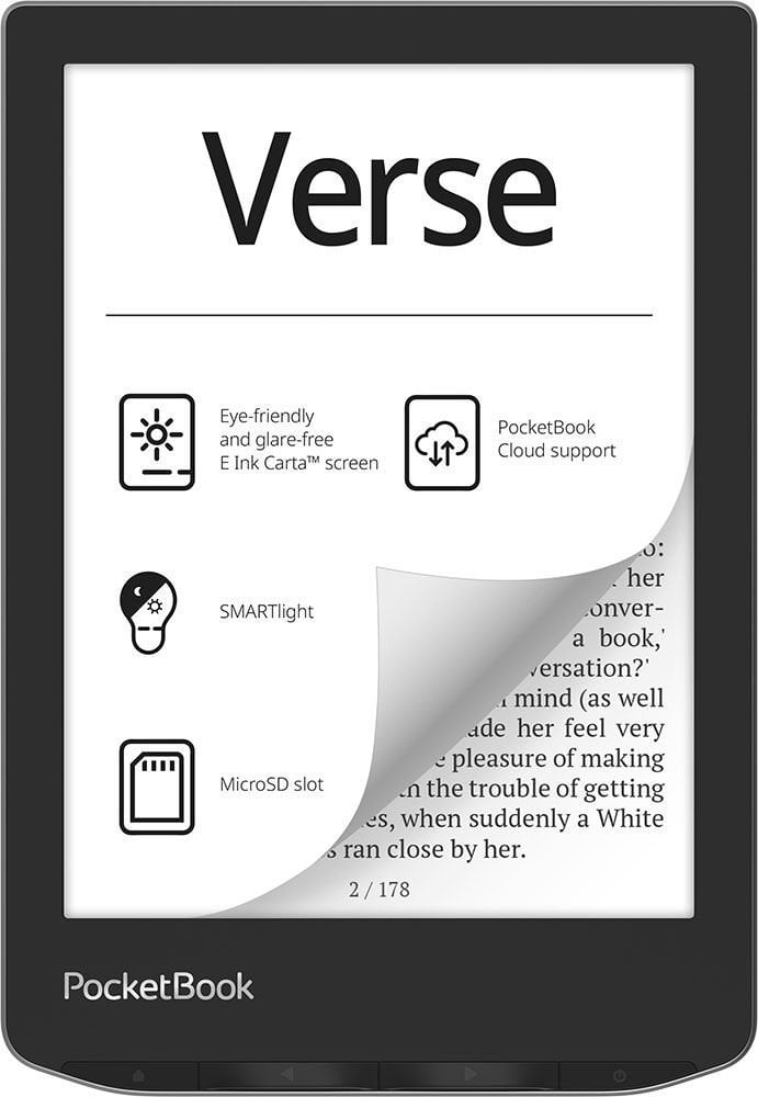 Lexues elektronik PocketBook Verse, ekran 6" E-Ink Carta, SMARTlight, gri