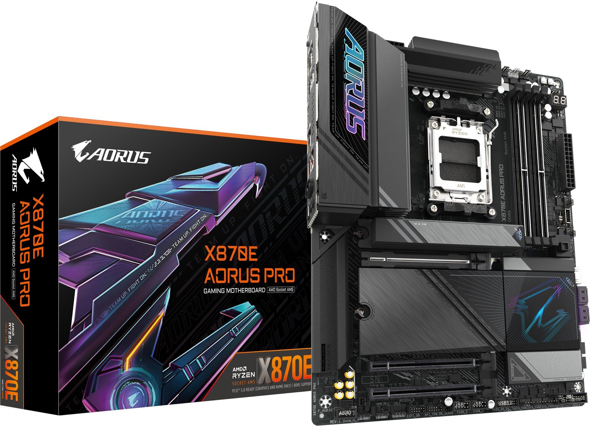 Мајчинборд GIGABYTE X870E AORUS PRO, AMD Ryzen 9000, DDR5, безжична мрежа 7, црна