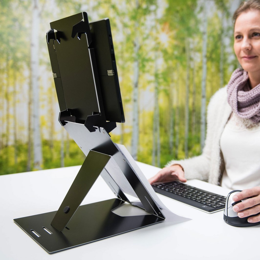 Mbajtëse laptopi dhe tableti R-Go Tools Stand, alumini, e zezë