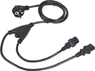Кабел за струја C-TECH CB-PWRC13-18-Y, 1.8m, Y разделувач, црн