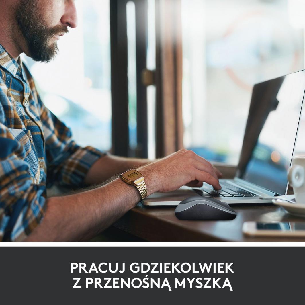 Maus Logitech M185, wireless, USB, i zi dhe i kuq