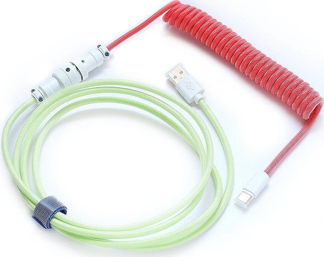 Kabllo spiral Ducky Premicord Strawberry Frog, USB Type C në USB Type A, 1.8 m, shumëngjyrësh