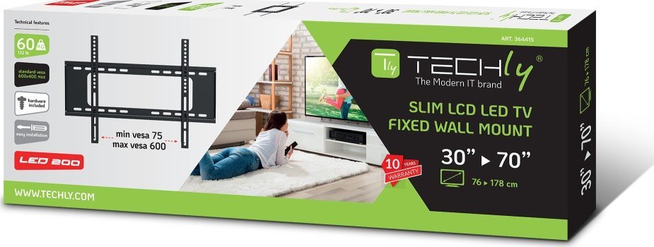 Mbajtës televizori universal Fixed Mount, 30-70", VESA 600x400, i zi