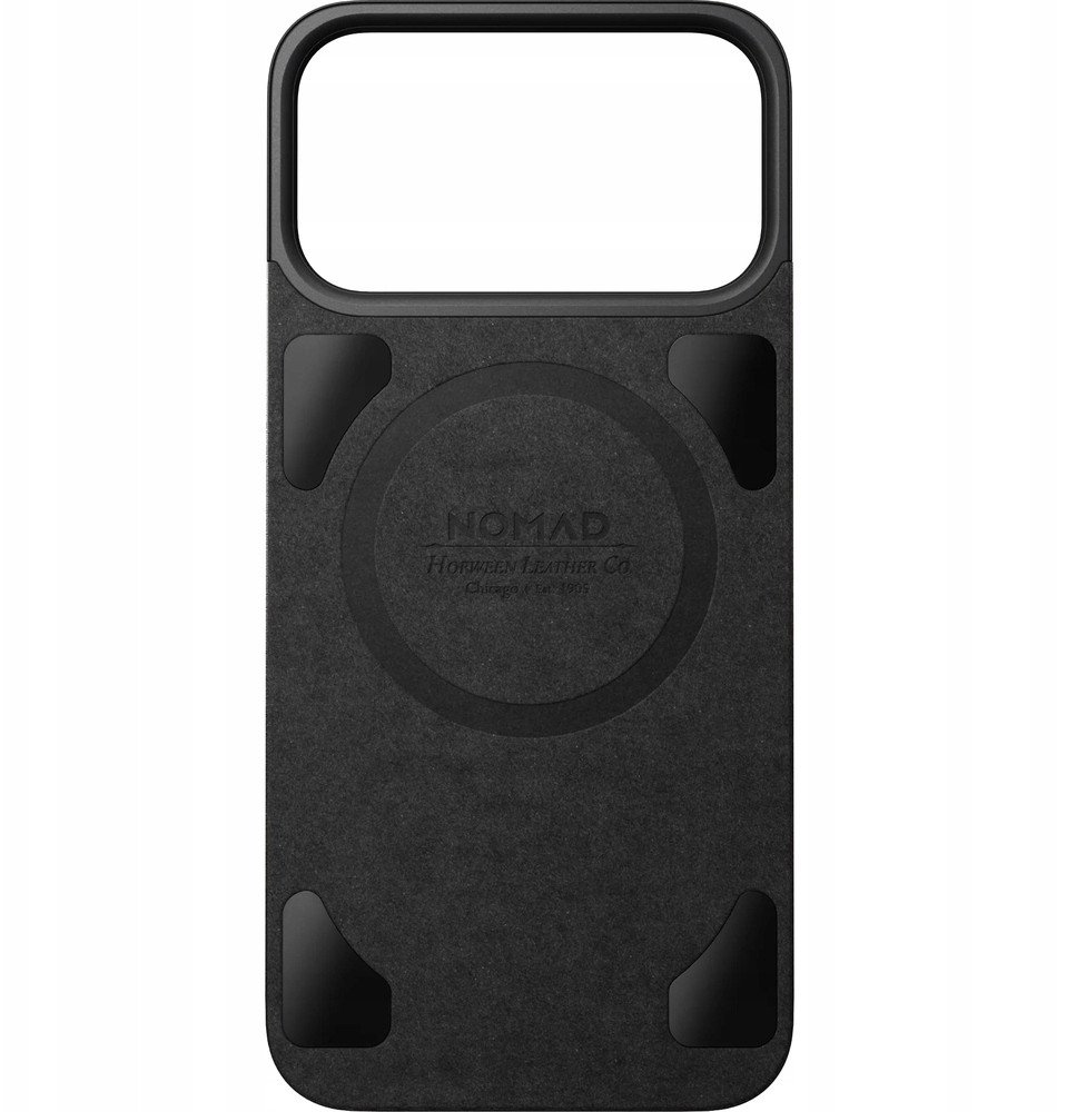 Mbulesë magnetike Nomad Magnetic Leather Back për iPhone 17 Pro Max, lëkurë Horween, ultra e hollë, e zezë