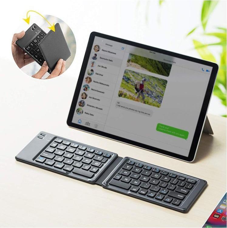 Tastierë Techly Foldable Wireless, Bluetooth 3.0, layout US QWERTY, e zezë