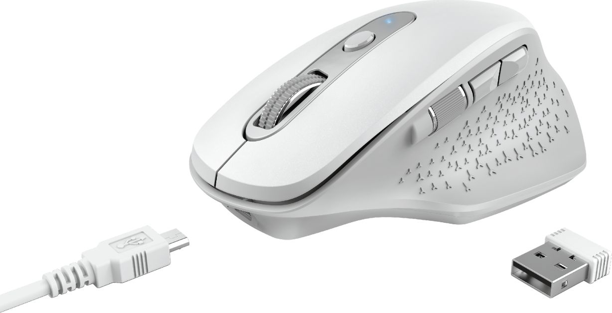 Mouse wireless Trust Ozaa 24035, ergonomik, i bardhë