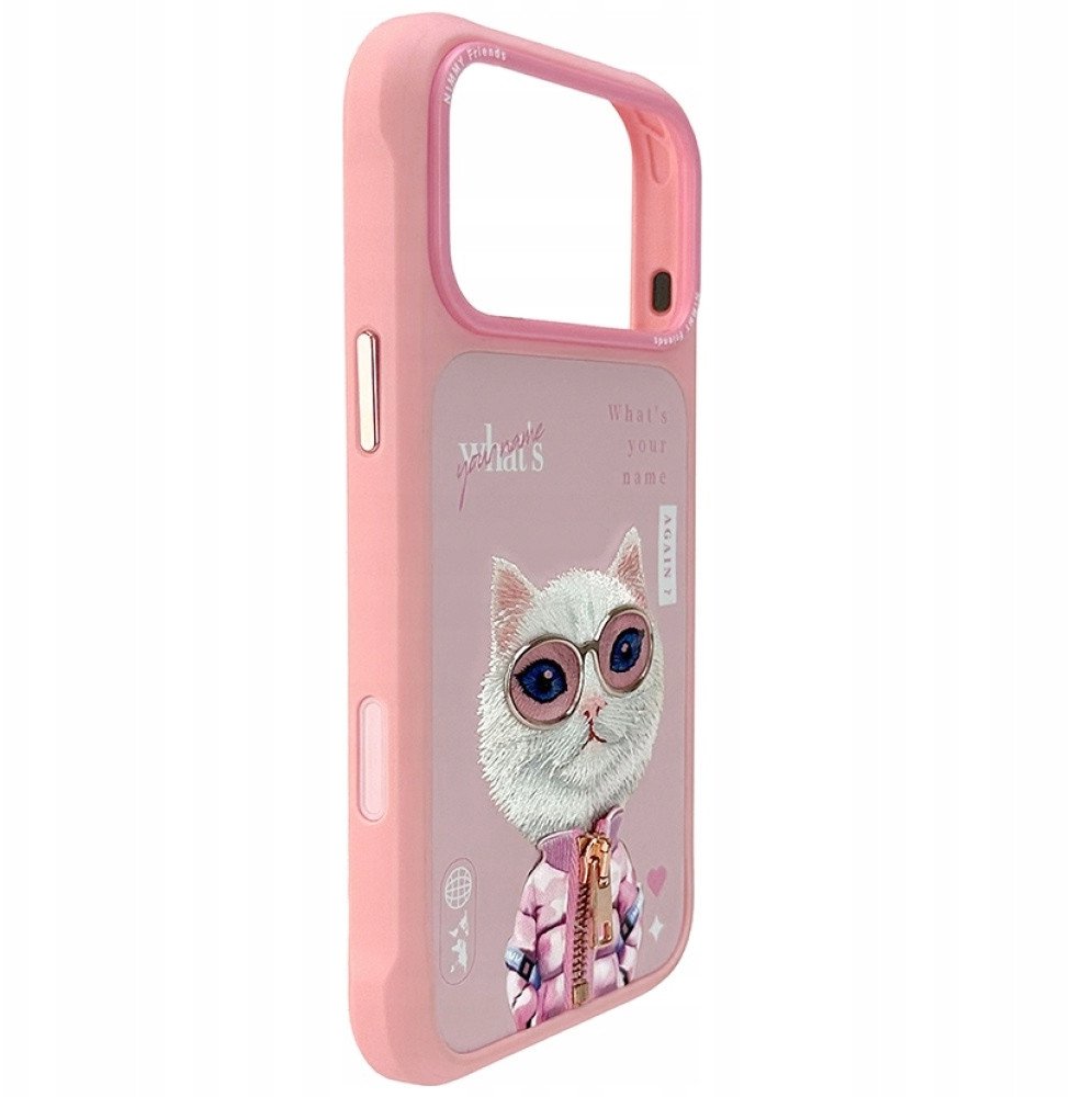 Kapak telefoni Nimmy Cool and Cute 2.0 Cat për iPhone 17 Pro, cover silikoni, rozë