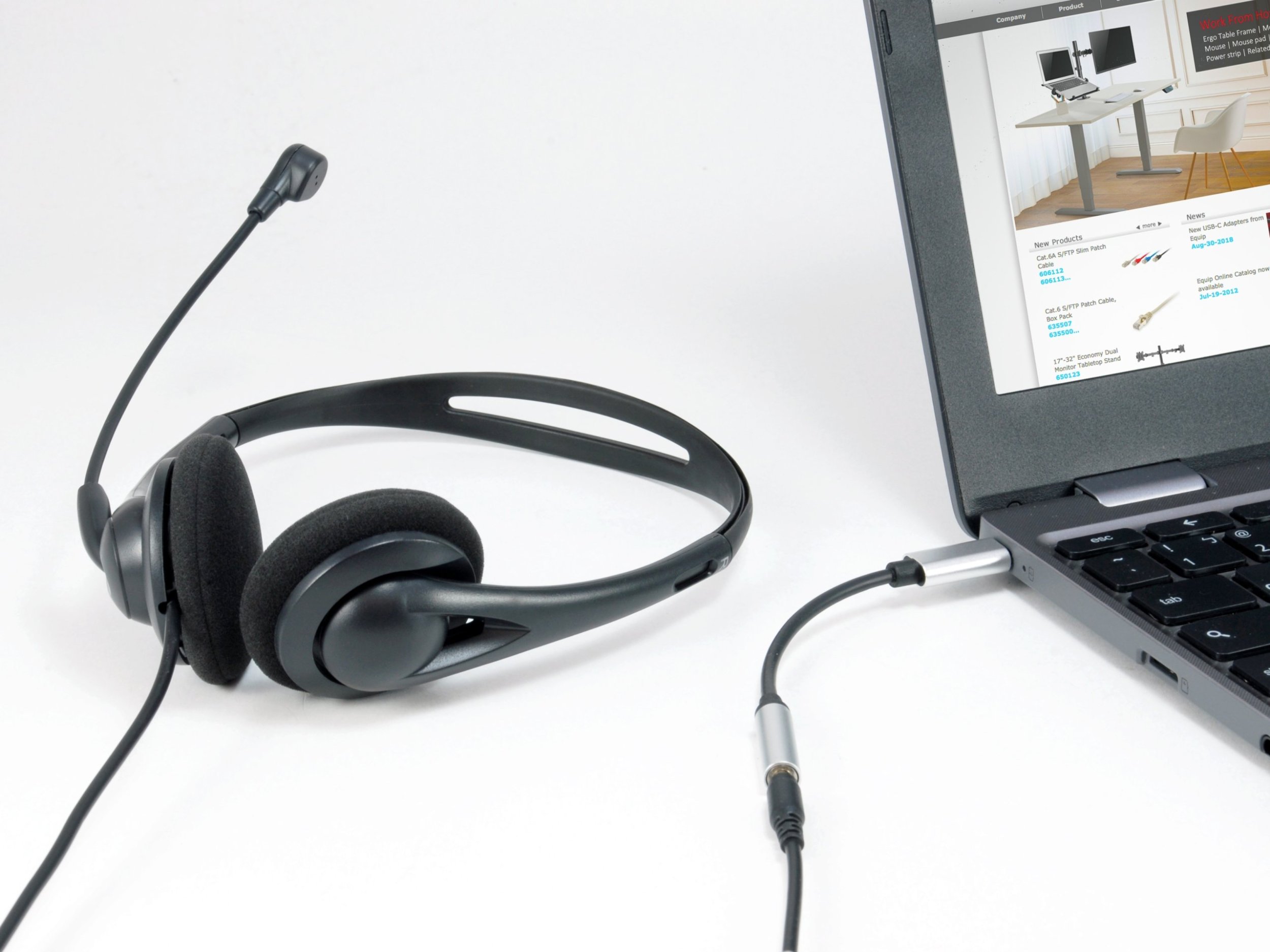 Adapter audio Equip 133474, USB-C në 3.5 mm, i zi argjendtë